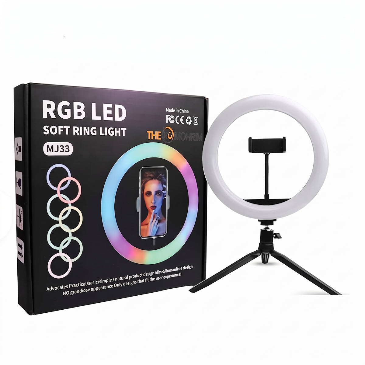 MJ33 RGB LED 16 Color Led Ring Light With Phone Clip