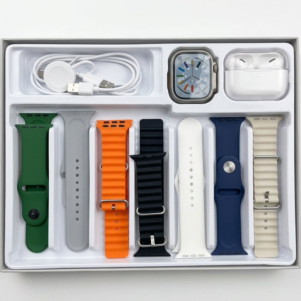 Crown M20 Smart Watch (10-in-1 Set) With Airpods