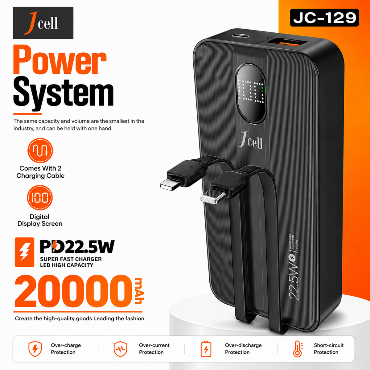 J-Cell JC-129 20,000mAh PD 22.5W Super Fast Charging Power Bank