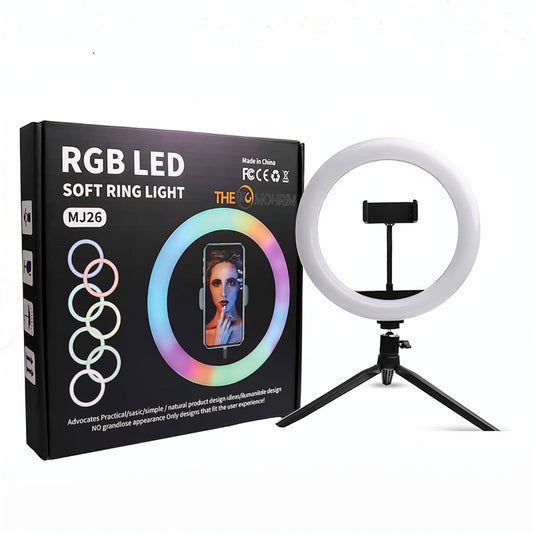 MJ26, 26cm RGB LED Ring Light with Phone Clip