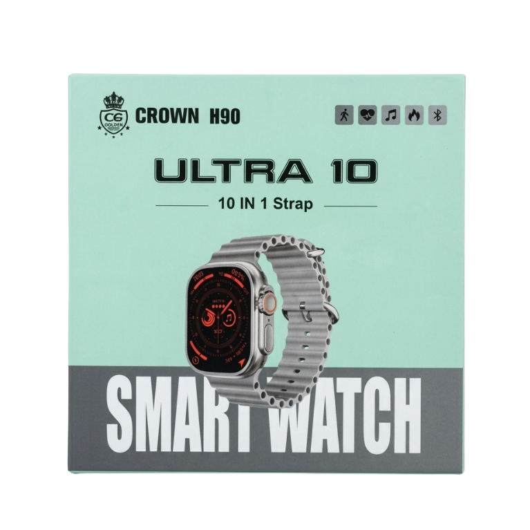 Crown H90 Ultra 10 Smart Watch – 10-in-1 Straps Combo Edition
